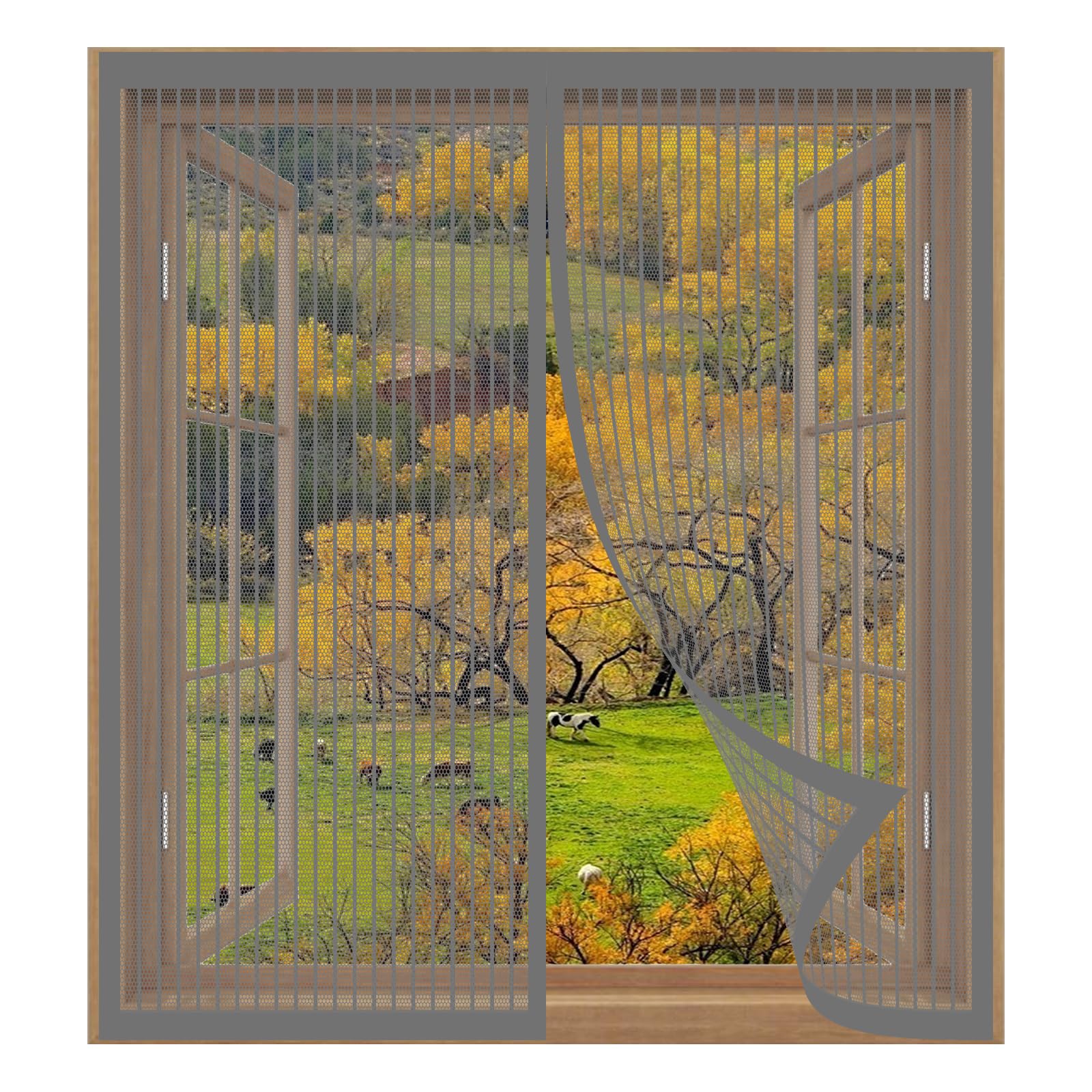 Magnetic Door Screen 69 x 123 cm Easy Installation No Drilling Or Screwing Reinforced Anti-Tearing Insect Fly Mesh for Windows Nets to Keep Bugs Out, Grey