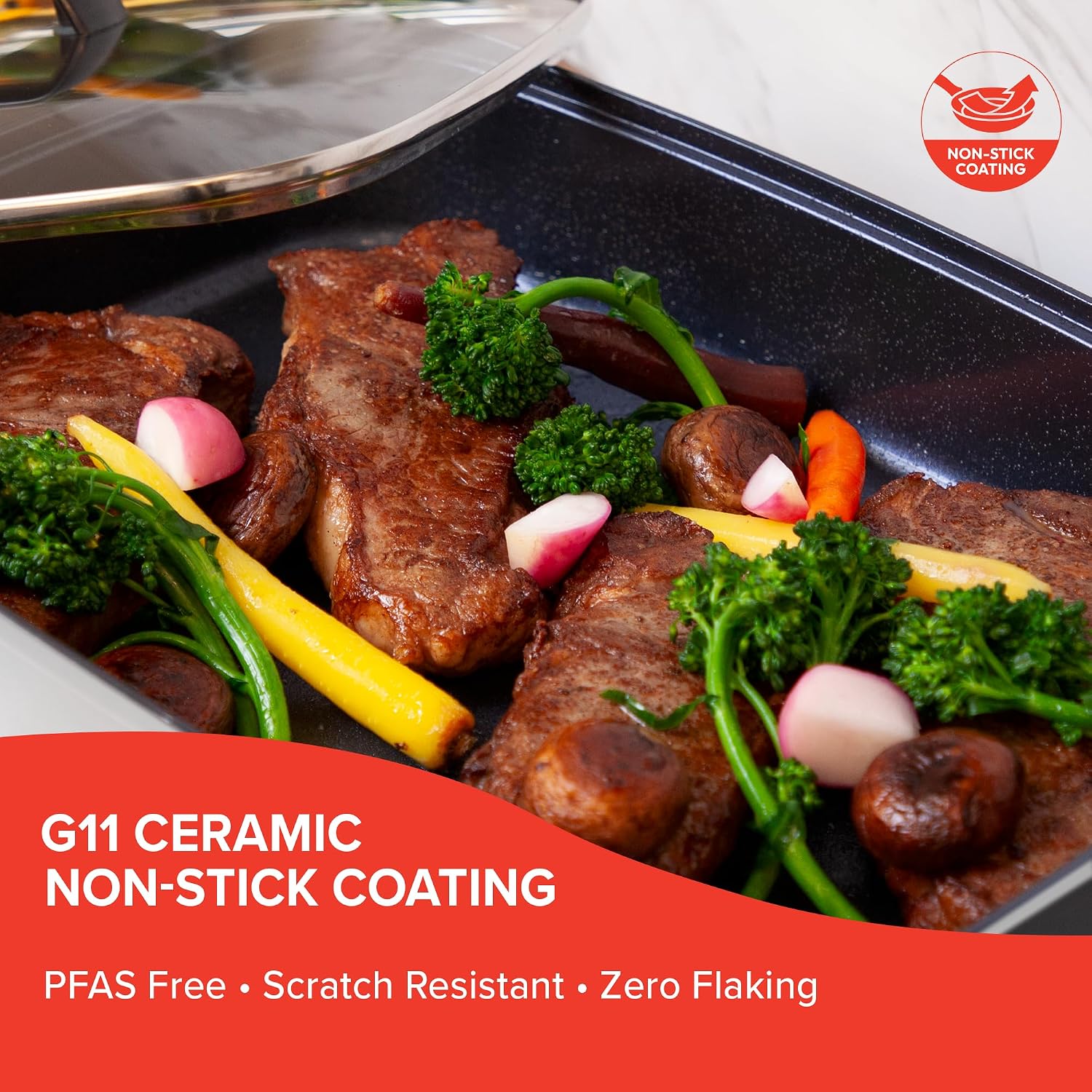 Nuwave Medley Electric Skillet, PFAS-Free G11 Ceramic Non-Stick Coating