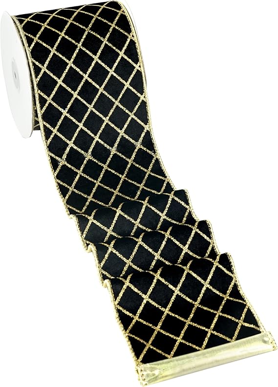 Amazon.com: MAYREEL Black and Gold Christmas Tree Ribbon 4 Inch ...