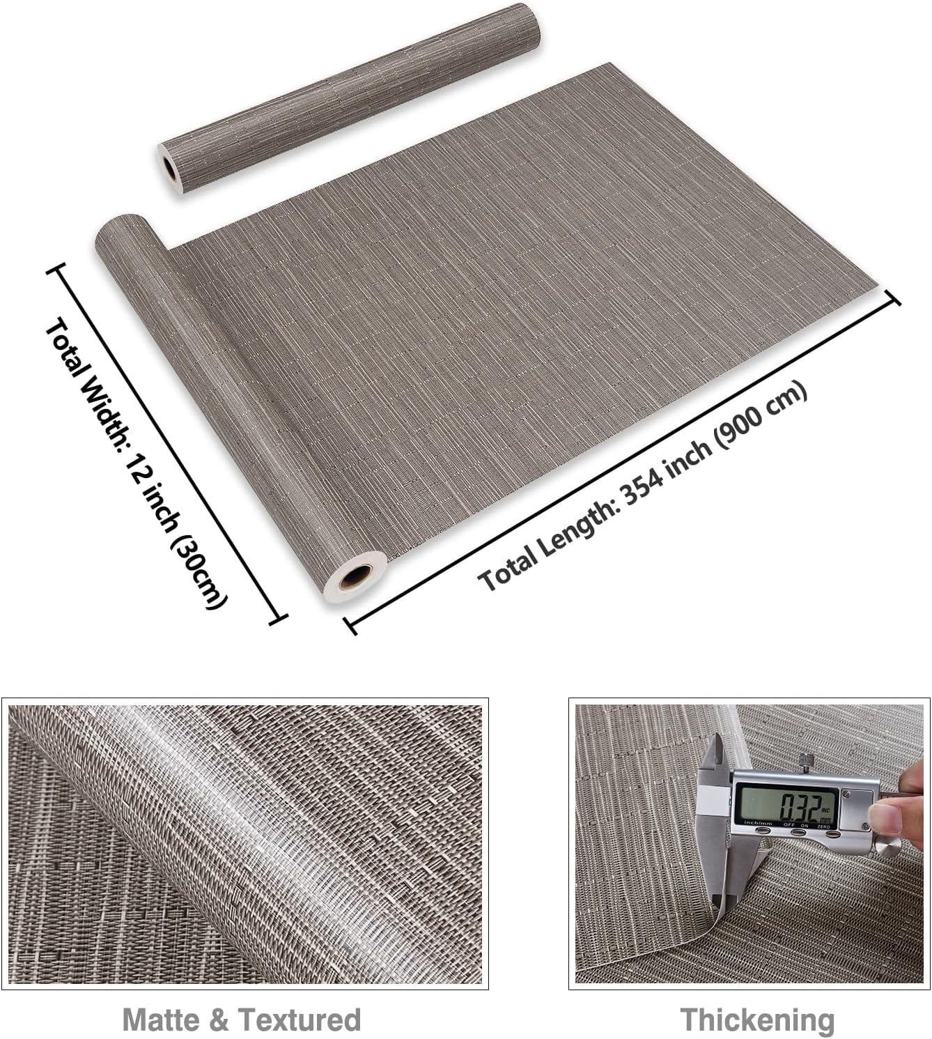 CRE8TIVE 12"x354" Taupe Brown Grasscloth Wallpaper Peel and Stick Linen Contact Paper for Cabinets Waterproof Self Adhesive Removable Faux Woven Grass Weave Vinyl Wallpaper for Bathroom Kitchen Walls