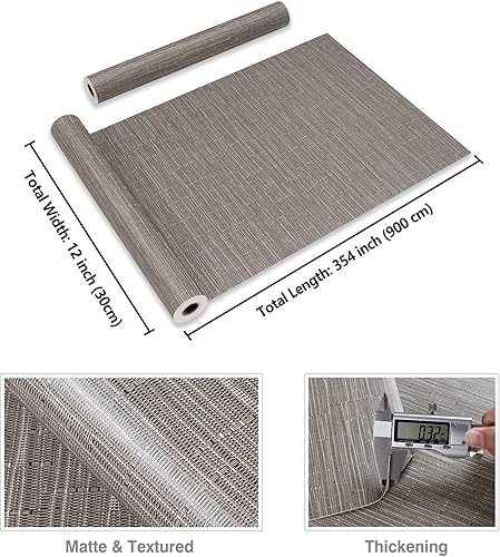 Miniatura 8 de CRE8TIVE Papel tapiz de lino marrón topo de 12 x 354 pulgadas, papel de contacto de lino para gabinetes, impermeable, autoadhesivo, extraíble,