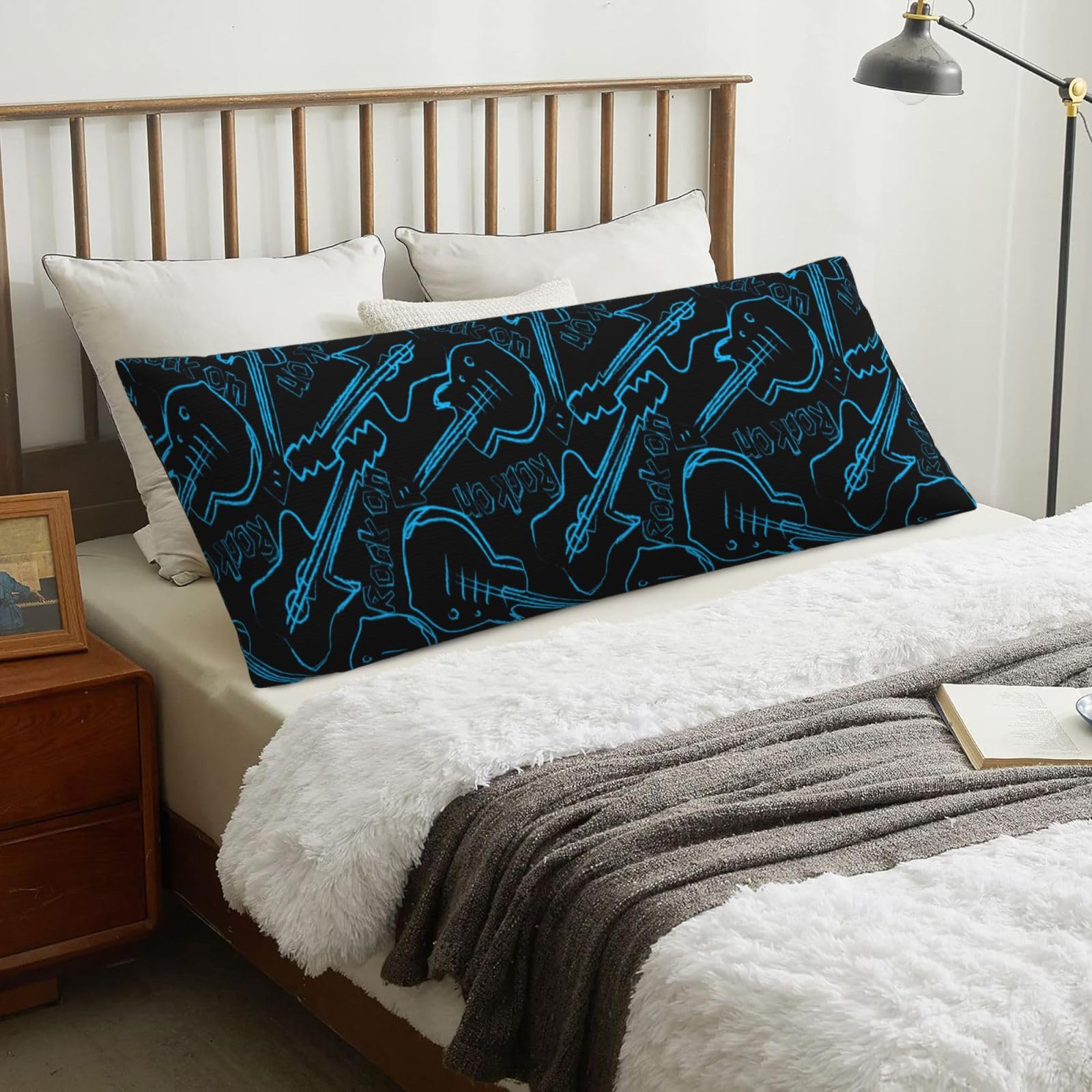 Rock Guitars, Body Pillow Cover with Zipper,Long Body Pillowcase 20 x 60 in