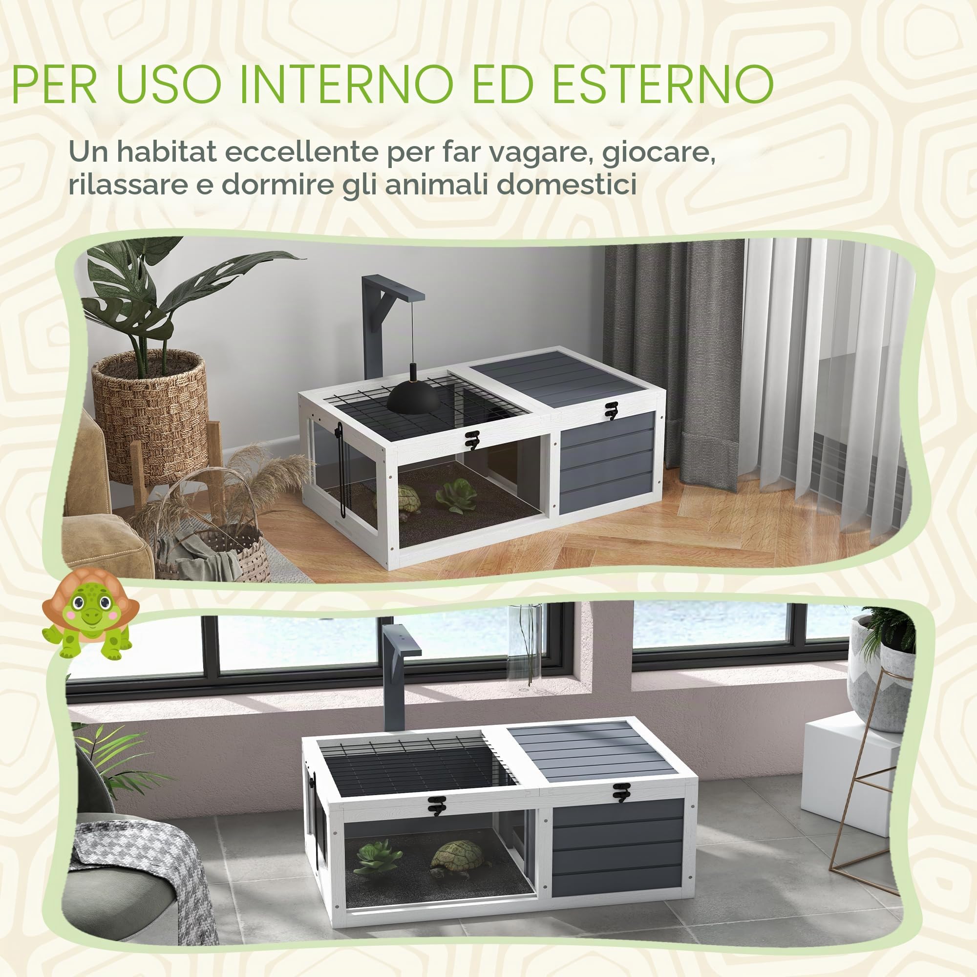 PawHut Casa per Tartarughe di Terra, Terrario Tartarughe di Terra, Grigio