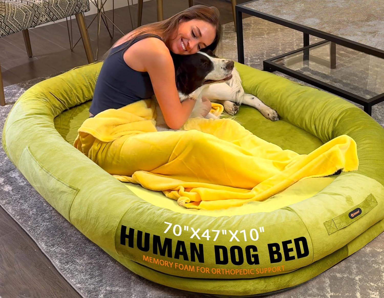 J JIMOO Human Dog Bed for People,70"x47"x10" Adult Dog Bed