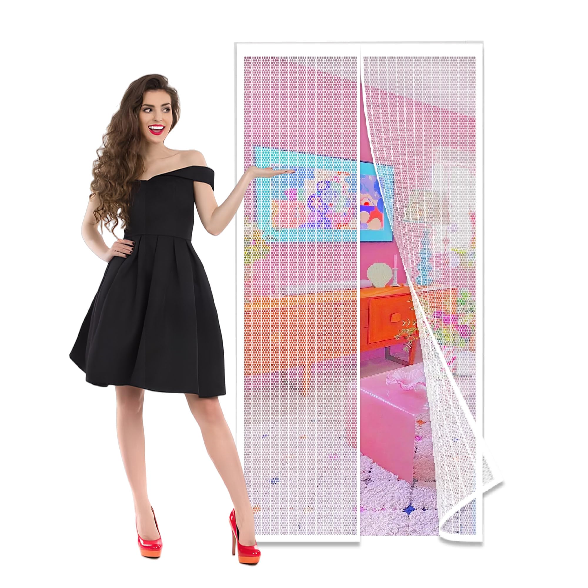 Feijdon White Magnetic Fly Insect Screen Door 228 X 182 Cm Fly Nets For Doors No Drilling Required Keeps Bugs Out For Patio Balcony,