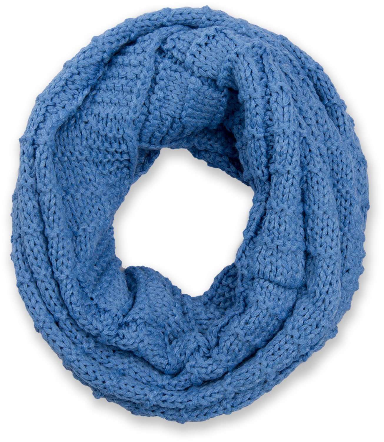 styleBREAKER knitted loop scarf checkered, plain fine-knit snood, winter knitted scarf, unisex 01018154, Colour:Blue