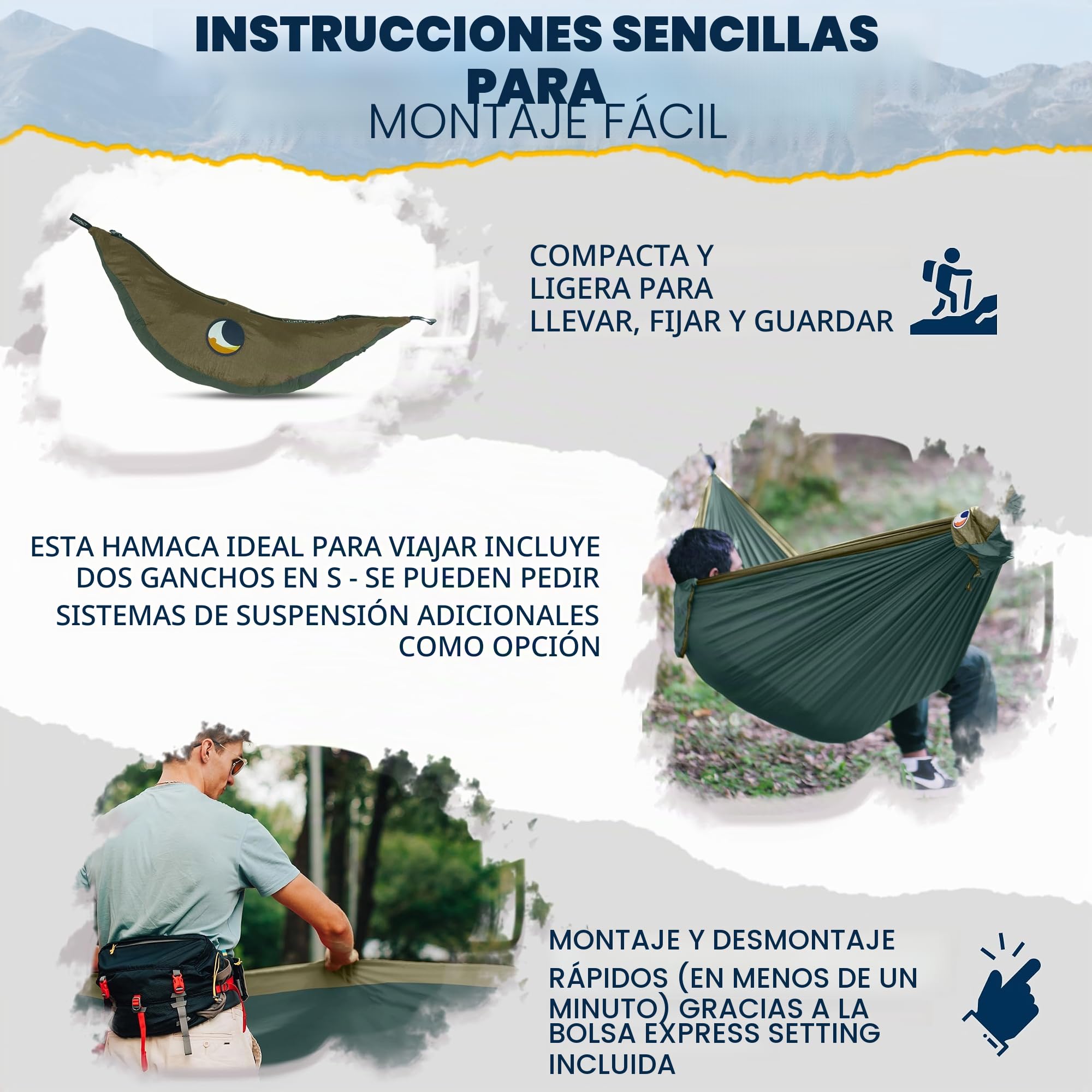 Ticket To The Moon Hamaca Original Liviana, 1-2 Personas, Comercio Justo y Hecho a Mano, Verde Oscuro/Verde Militar, para Viajes, Camping y Uso Cotidiano, XL 3.2 * 2m, 600g, Seda de paracaídas