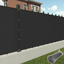 Patio 6 x 1 Fence Privacy Screen Black Heavy Duty Windscreen Fabric Mesh Fencing Porch Screens, Outside Lattice Panels Chain Link Fences Deck Railing Cover for Outdoor Wall Backyard Balcony Pool