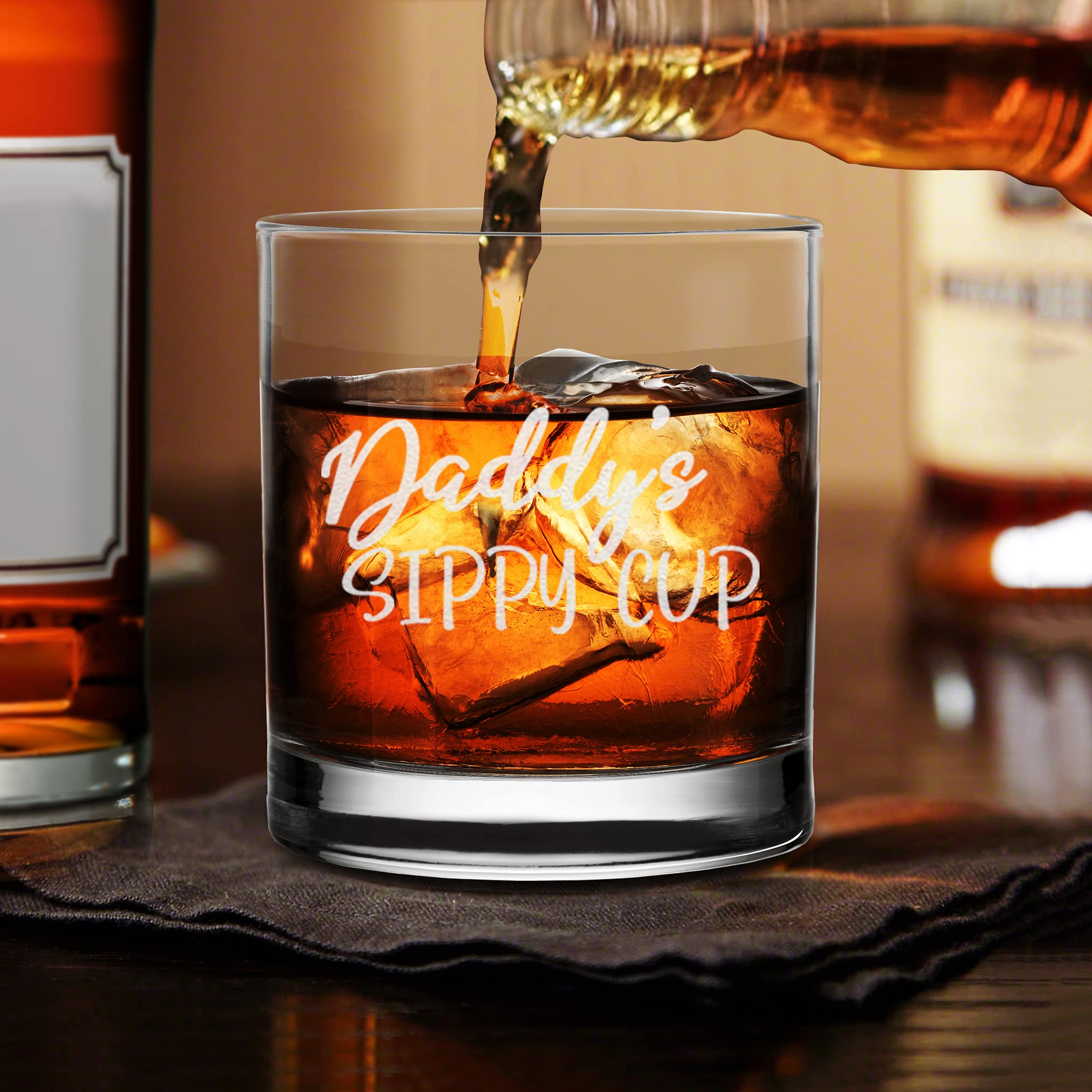 Daddy's Sippy Cup Old Fashion Rocks Glass Funny New Dad Gifts Birthday Fathers Day Gift
