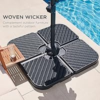 Vista 5 de Best Choice Products Juego de 4 piezas de 174 libras de capacidad de mimbre sintético voladizo para sombrilla de patio, juego de platos cuadrados