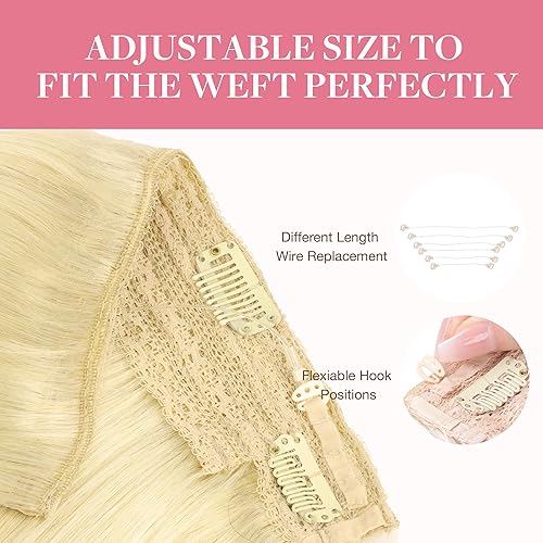 Miniatura 4 de GOO GOO Extensiones de cabello humano real de 20 pulgadas, 3.33 onzas de cabello rubio decolorado, extensiones de cabello largo y lacio, extensiones