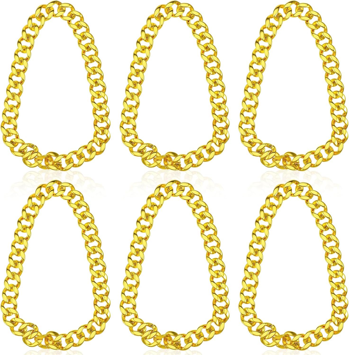Big Fake Gold Chain, 6 Pcs Gold Chain Fake for Men, Chunky Necklace Chains, Alloy Rapper Chains for Men, Costume Jewelry for Hip Hop & Halloween Party, 32 Inch 90s Hip Hop Costume Jewelry