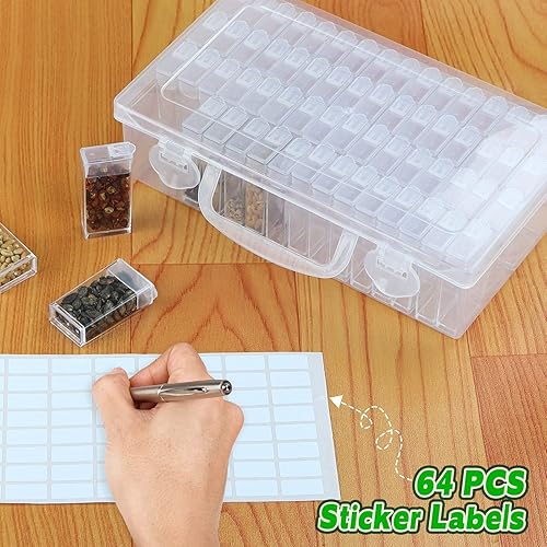 Miniatura 5 de 64 Slots Plastic Seed Storage Box, Seeds Storage Organizer with Label Stickers(seeds not included), Seed Container Storage use for Flower