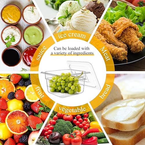 Miniatura 7 de Paquete de 12 sartenes de plástico transparente para alimentos con tapas, 16 de tamaño de 6 pulgadas de profundidad, sartenes comerciales de