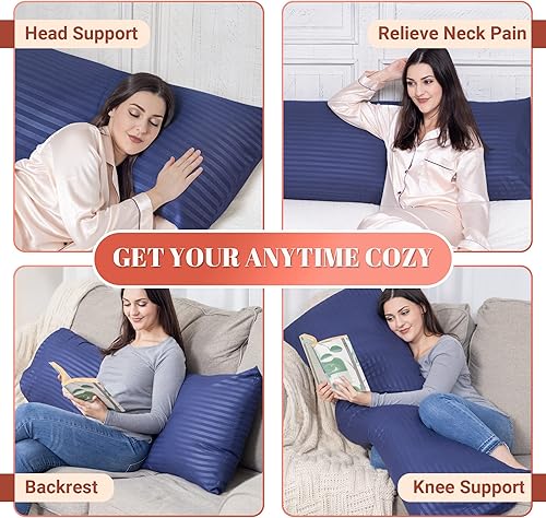 Miniatura 6 de Cosybay Navy Blue Full Body Pillow Insert - Fluffy Long Bed Pillow for Adults - Firm Large Body Pillow for Side and Back Sleepers - 20x54 Inch(Navy