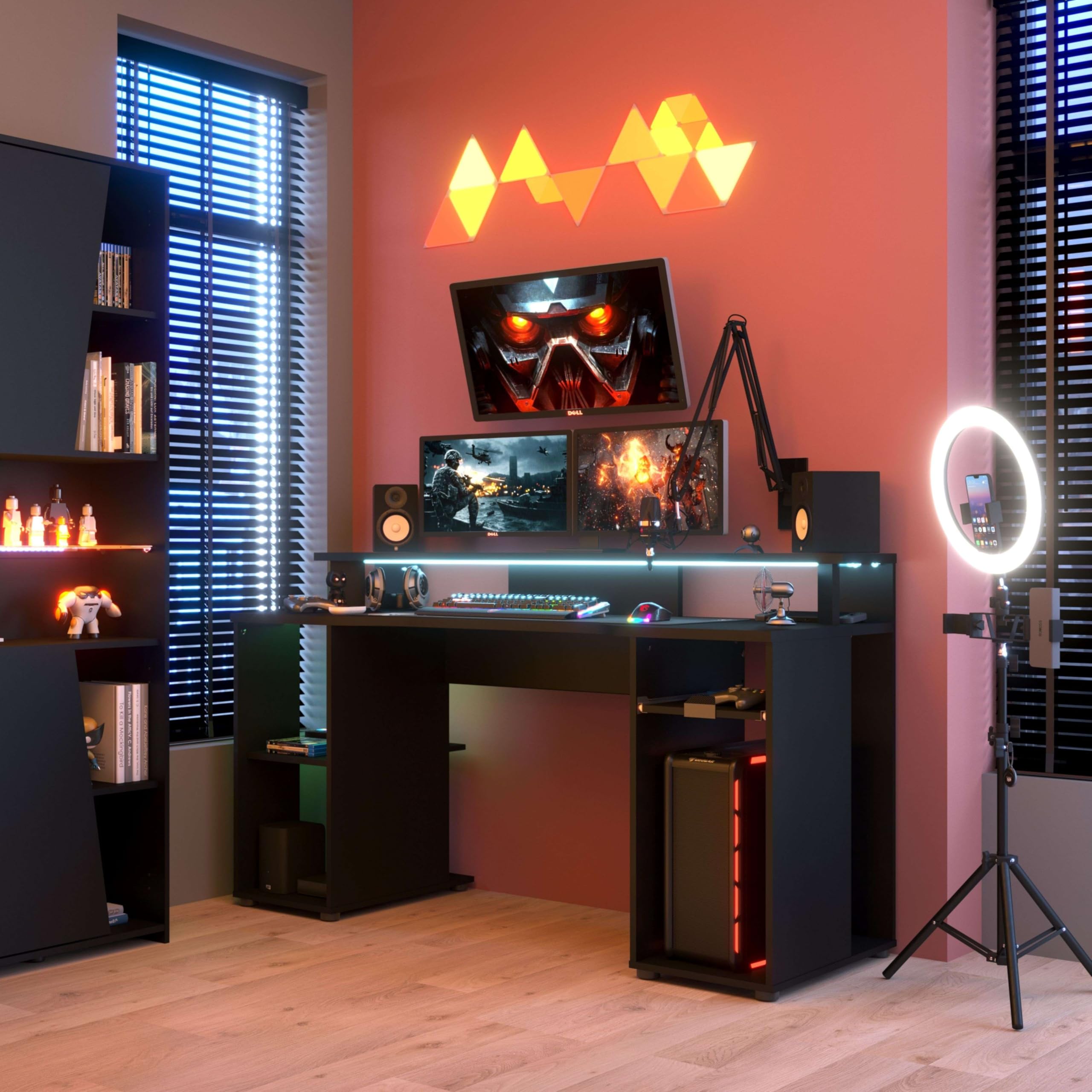 Miroytengo Pack Gaming con Luz Led de Color Negro para la Sala de Juego Completa