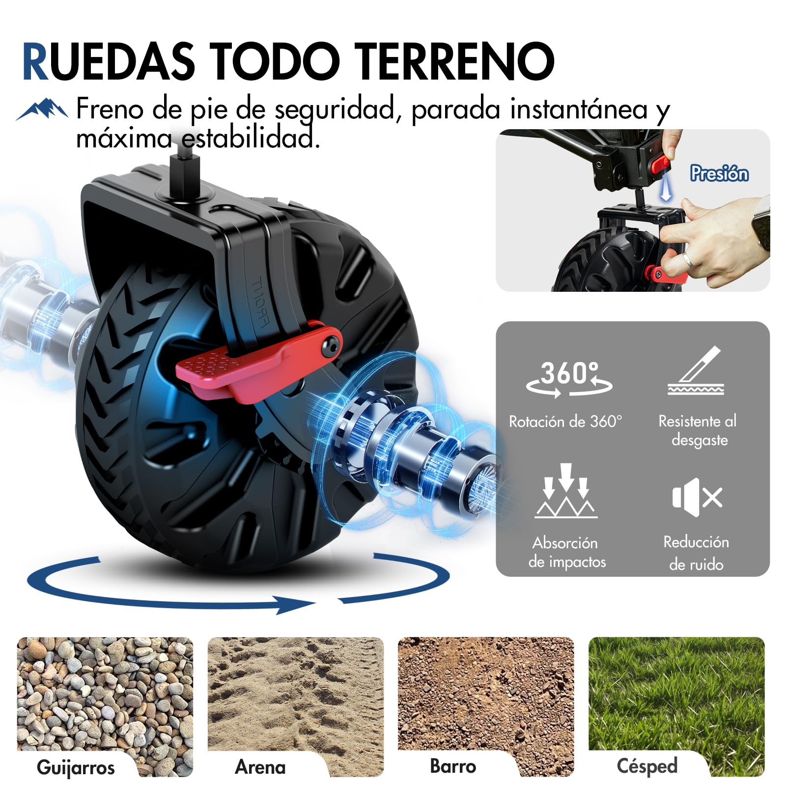 Portal Carro Playa Plegable XXL 400L – Carro Plegable de Playa con Ruedas Grandes y Portón Trasero Abatible, Capacidad 210 kg, con Freno – Vagón para Camping, Jardín y Festivales