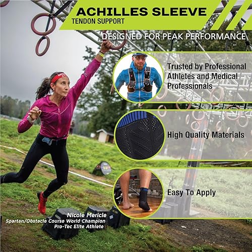 Miniatura 2 de Pro-Tec Athletics Achilles Sleeve with Dual Gel Compression Strips, Achilles Tendon Support for Tendinitis Relief,