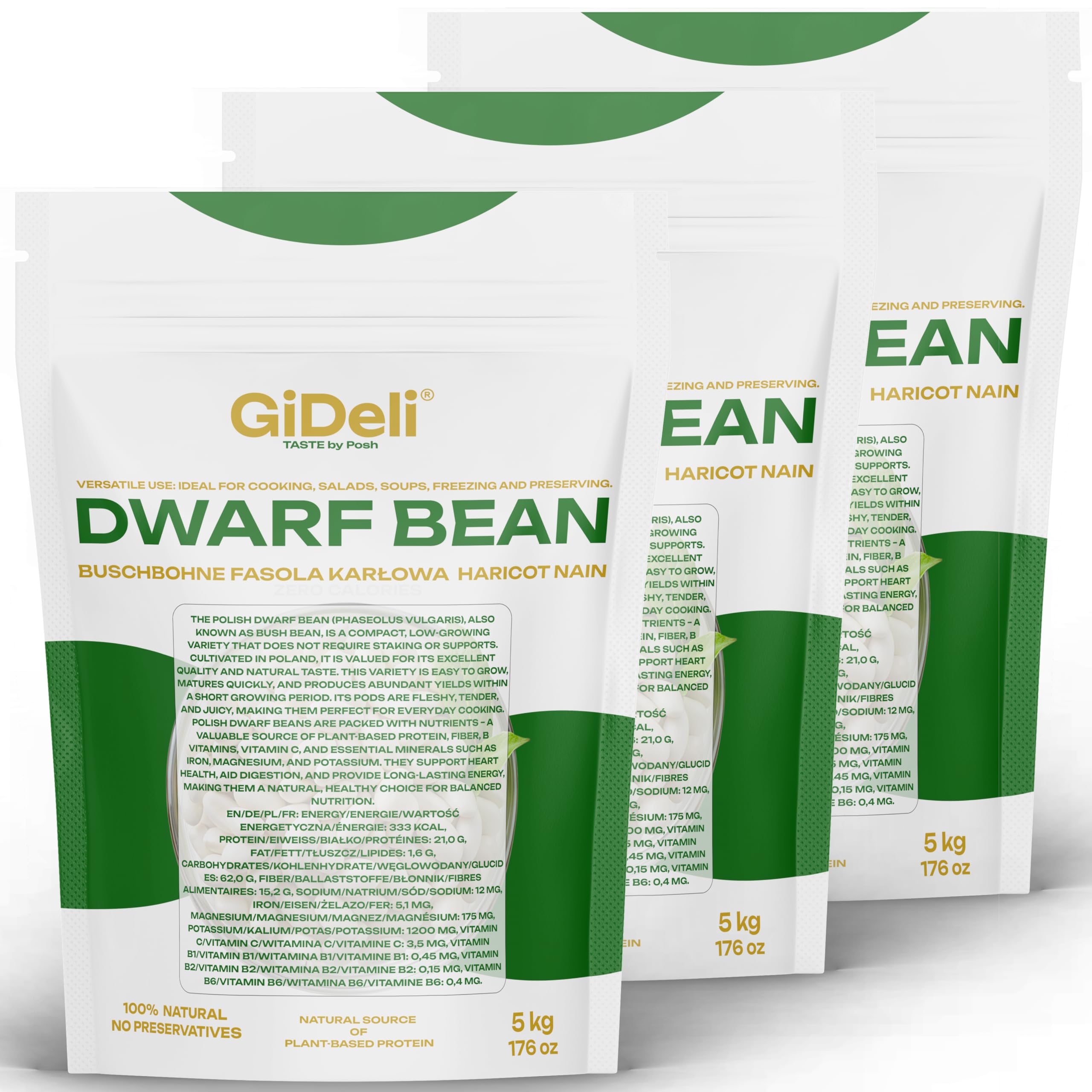 GiDeli Weiße Bohnen Getrocknet 3 x 5kg - proteinreich, natürliche Hülsenfrüchte ohne Zusätze - ideal für Suppen, Eintöpfe, Salate - Küche, Gastronomie, Catering