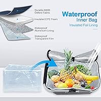 Vista 4 de LIQING - Cesta de picnic grande de 35 L, bolsas de compras para viajes, camping, 2 capas de bolsillos internos a prueba de fugas y aislamiento
