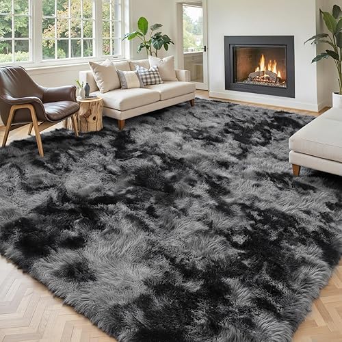 Miniatura 126 de Tapetes para sala de 6 x 9, tapetes de pelo largo grandes y suaves, tapete de área afelpado para dormitorio, decoración estética del hogar para Gris