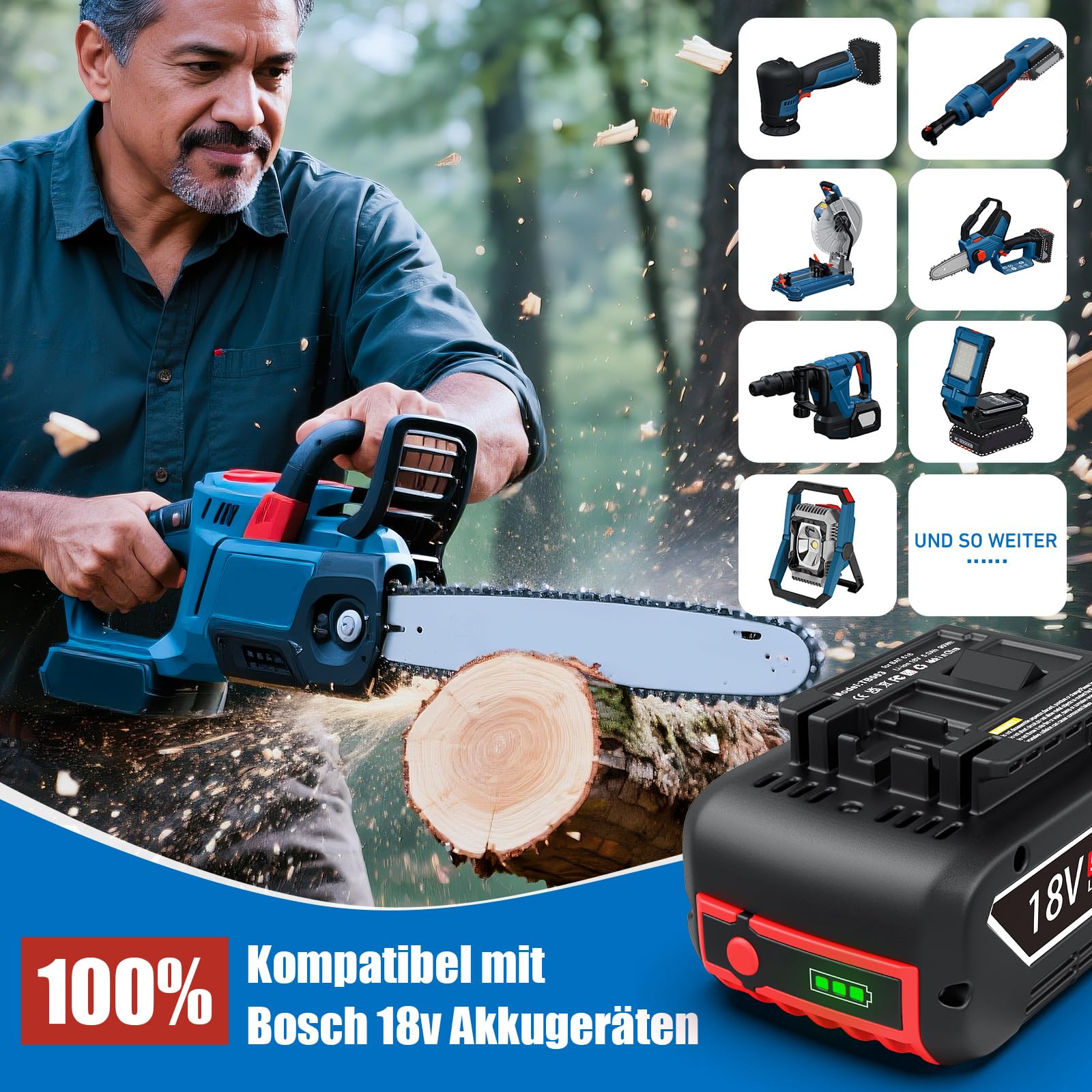 5,0Ah Ersatzakku für Bosch Akku 18V: Kompatibel BAT618 BAT609 BAT619 | 2-Stück Li-ion Werkzeugakku für Bosch Professional 18V System Akku GBA 18V