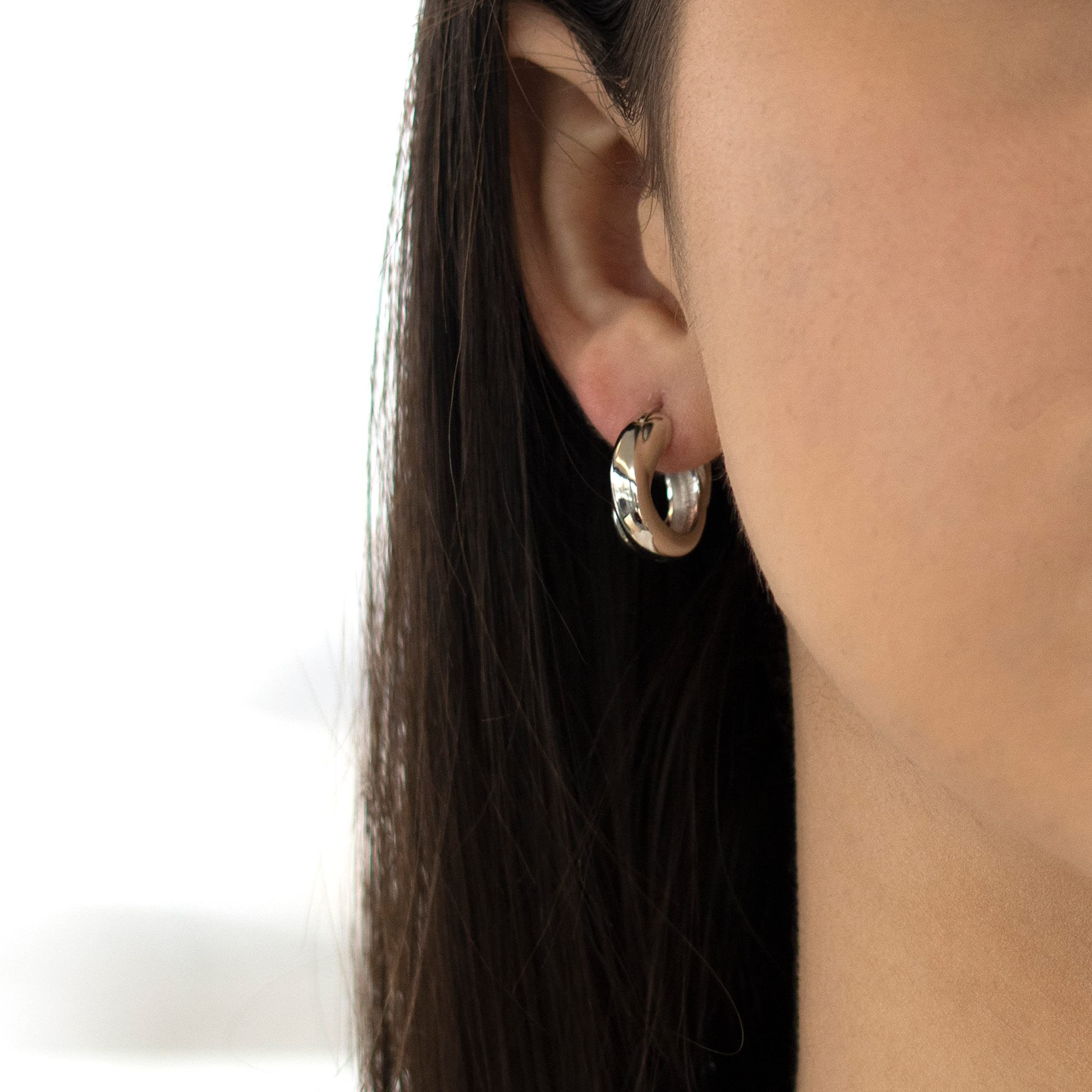 Tuscany Silver Kolczyki damskie ze srebra wysokiej próby, rodowane, 17 mm, Chunky Twist-Tube Hoop Creole Earrings, Srebro