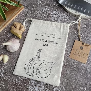 Potato Bag, Onion Bag & Garlic Bag 3 Pack Bundle Real Linen Cotton Blend Material | Food Sack Eco Product Vegetable Storage | Food Storage Bag | 30x40 cm