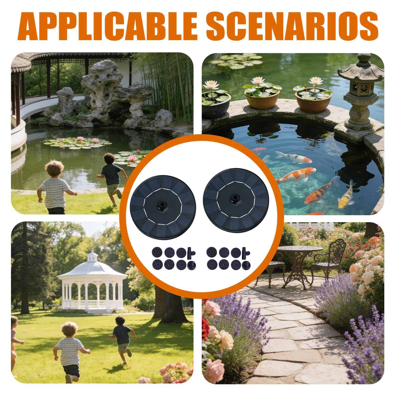 2 fontane solari per esterni: 8 effetti, pompa solare per laghetto, pompa ad acqua solare, versatile, fontana galleggiante, ideale per giardino, stagno o piscina, per applicazioni all'aperto