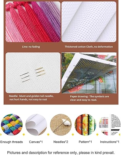 Miniatura 3 de Findvoor Kits de punto de cruz para adultos, gama completa de patrones de bordado de punto de cruz sin imprimir para principiantes, kit de patrones