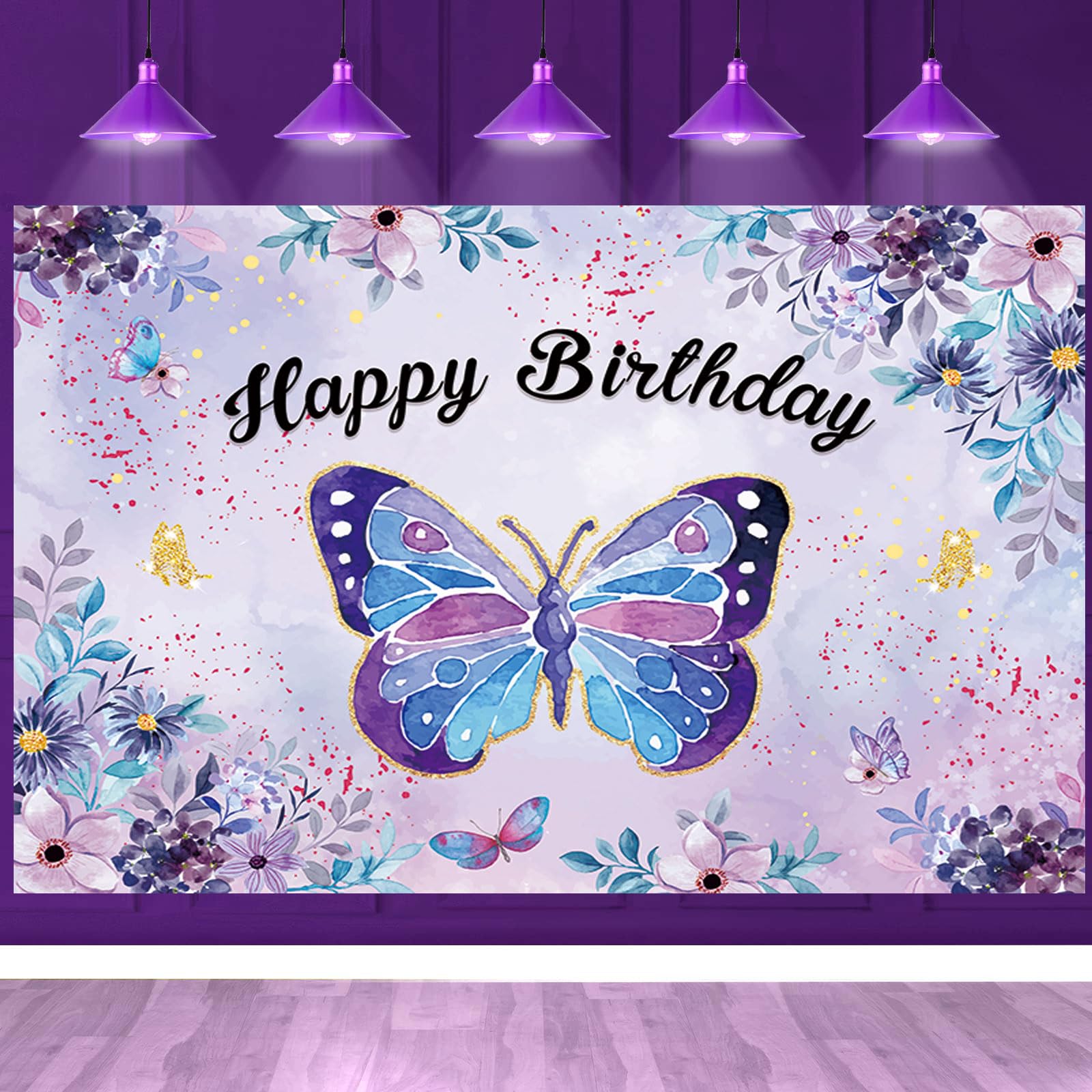 Happy Birthday Banner Violett - Geburtstagsdekoration Für Party Und Feier