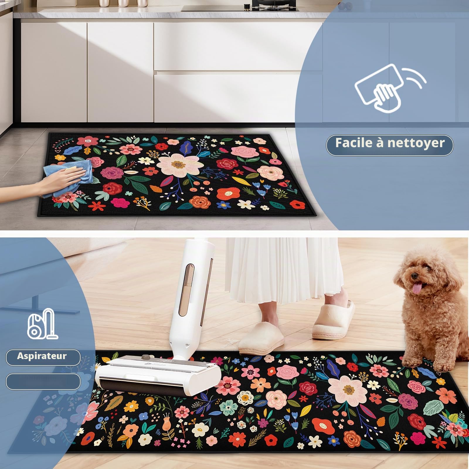 Tapis antidérapants de cuisine lavable anti-fatigue lot de 2 décoration maison