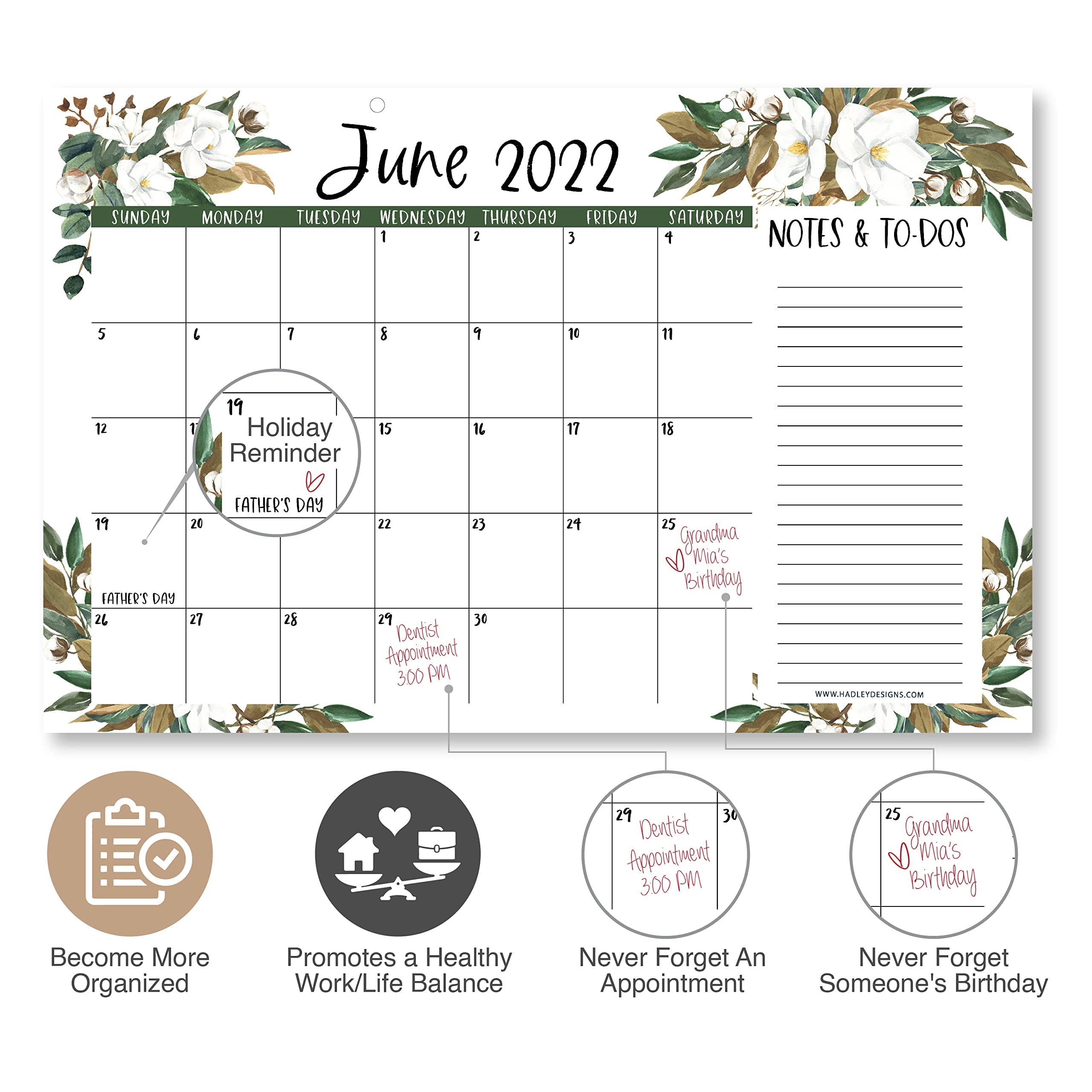 Buy Large Desk Calendar 20222023 2022 Wall Calendar Flowers Desk