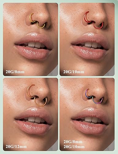 Miniatura 3 de Drperfect 36 aros de nariz de 0.71 oz para mujeres y hombres, acero inoxidable 316L, hélix, tragus, labio, septum, cartílago, aro, piercing, joyería