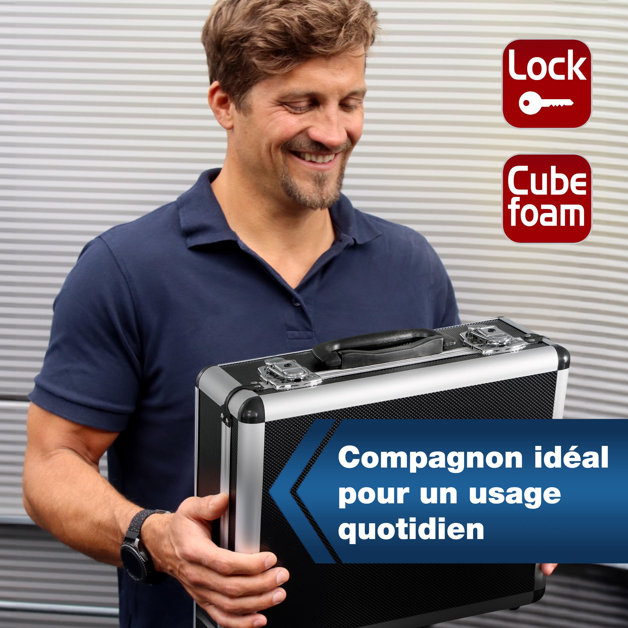 Peak Tech P 7300 - Mallette Robuste Universelle pour Instruments de Mesure, en Aluminium, Compartiment à Outils, Rembourrage en Mousse, Verrouillable, Anti-Poussière, M - 320 x 250 x 150 mm