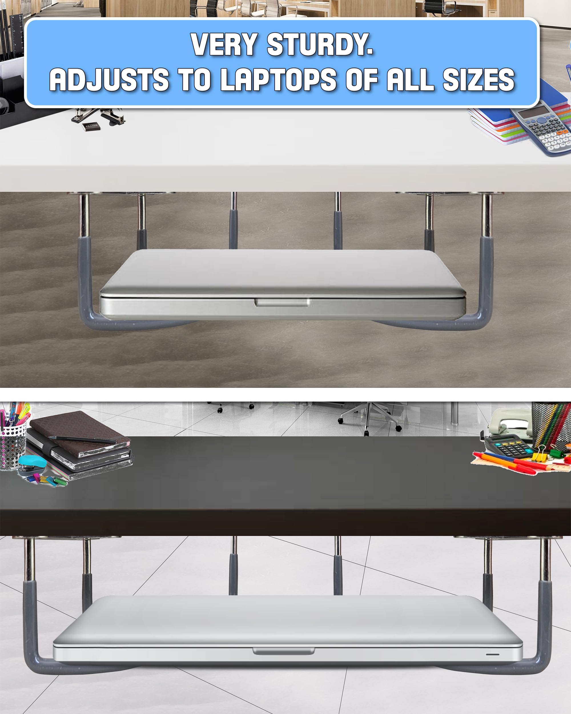 Homaisson Under Desk Laptop Mount, Universal Under Desk Laptop Storage Holder - View #3