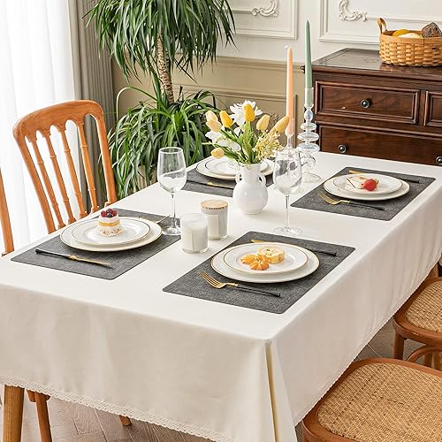Miniatura 7 de Romanstile Juego de manteles individuales de vinilo de 6 a 12 x 18 pulgadas, resistentes al calor, 100% impermeables, a prueba de aceite, lavables,