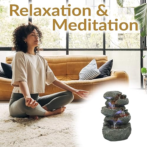 Miniatura 5 de sunnydaze Stacked Rocas mesa Fuente de agua con luces LED 105inch