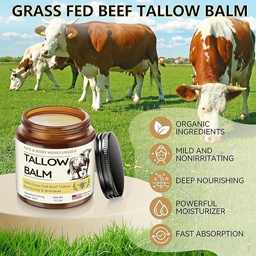 Miniatura 5 de Veakoo Sarga de ternera para la piel, sargo batido orgánico y bálsamo de miel, crema hidratante facial de ternera alimentada con hierba, crema
