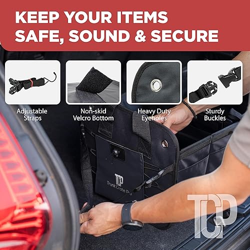 Miniatura 7 de Caja organizadora portátil retráctil de varios compartimentos de primera calidad TrunkCratePro para autos SUV camiones minivans Negro Negro, Gris,