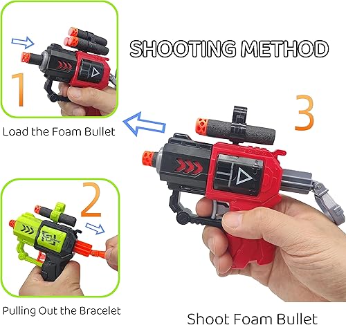 Miniatura 3 de Juego de disparos de dinosaurios para niños, paquete de 2 pistolas de espuma de dinosaurio, juguetes de tiro para niños de 4 5 6 7 8 años