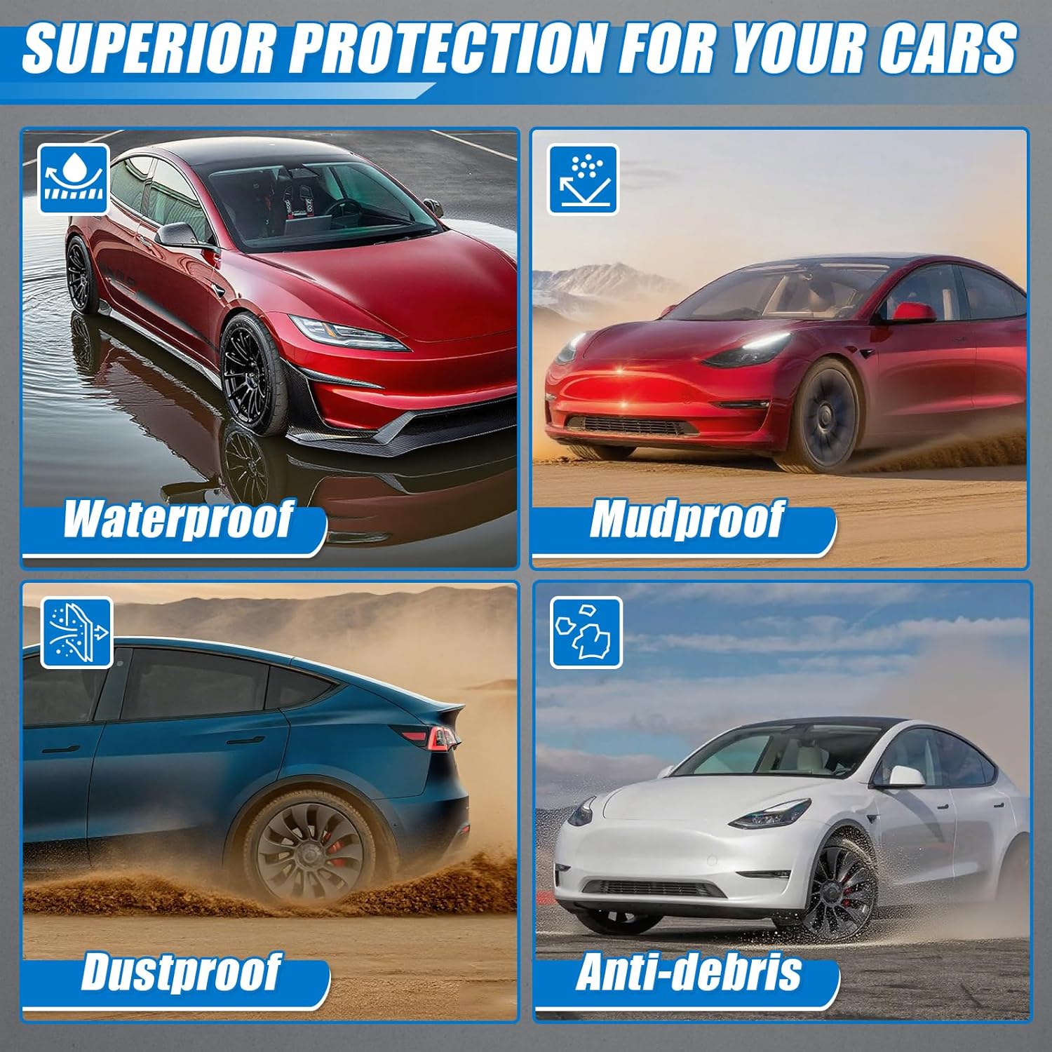 Front Skid Plate Compatible with Tesla Model 3 2017-2025 & Tesla Model Y 2020-2025 Under Engine Guard Cover Splash Shield Cover Chassis with Install Accessories