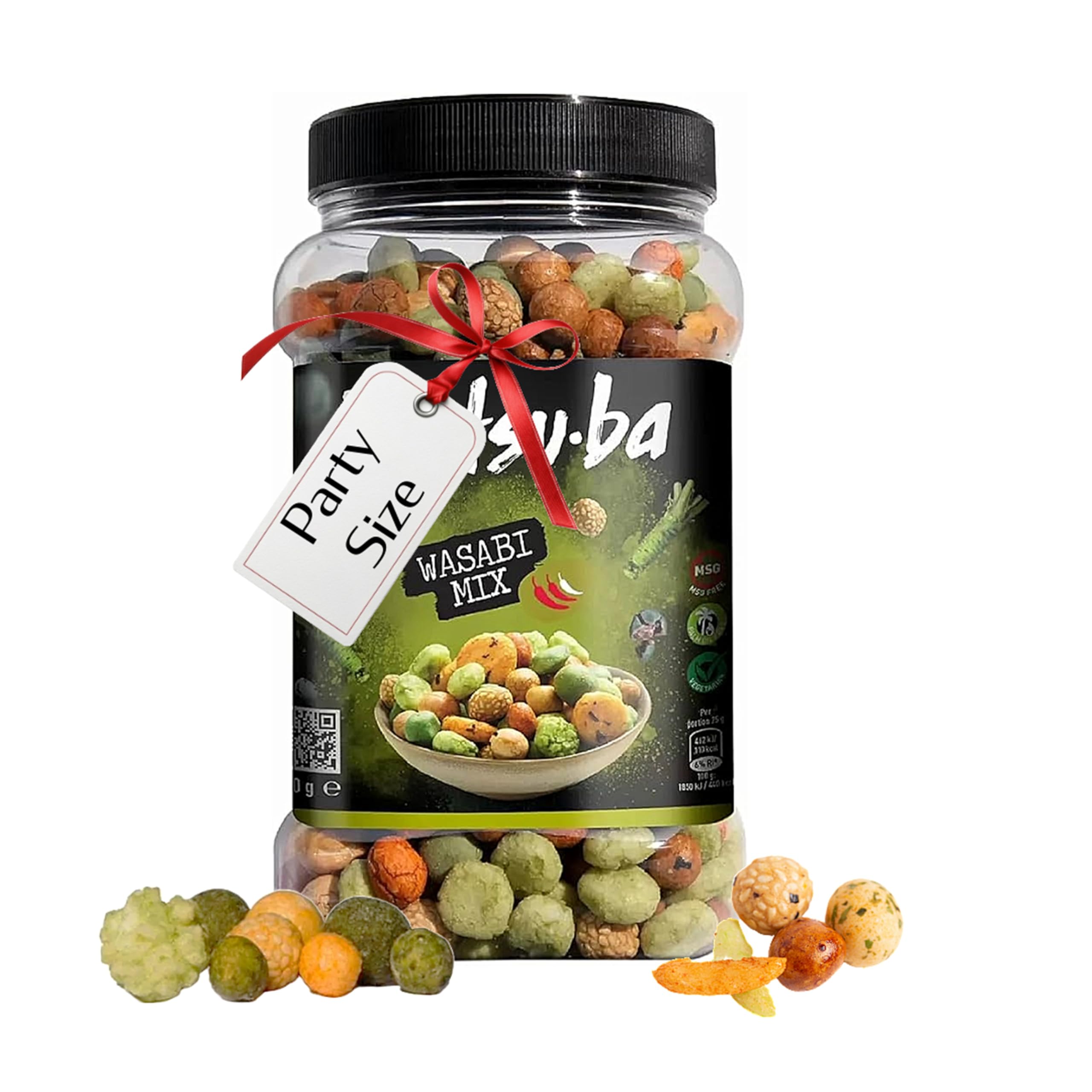 Wasabi Rice Snacks Crisps Multipack - Mixture of Spicy Rice Crackers & Coated Peanuts 800g Japanese Snacks with Topline Card for Birthday Party Food, Movie Nights. Great for Mens Food Hamper