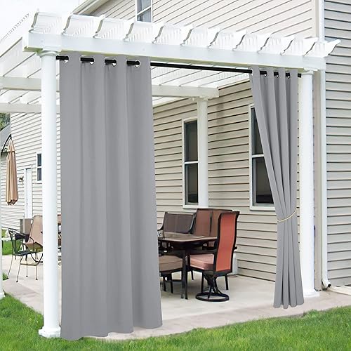 Miniatura 100 de RYB HOME Outdoor Curtains Blackout - 2 Panels Outside Curtains Waterproof Thermal Insulating for Patio Porch Garage Garden Gazebo Universal Biscotti