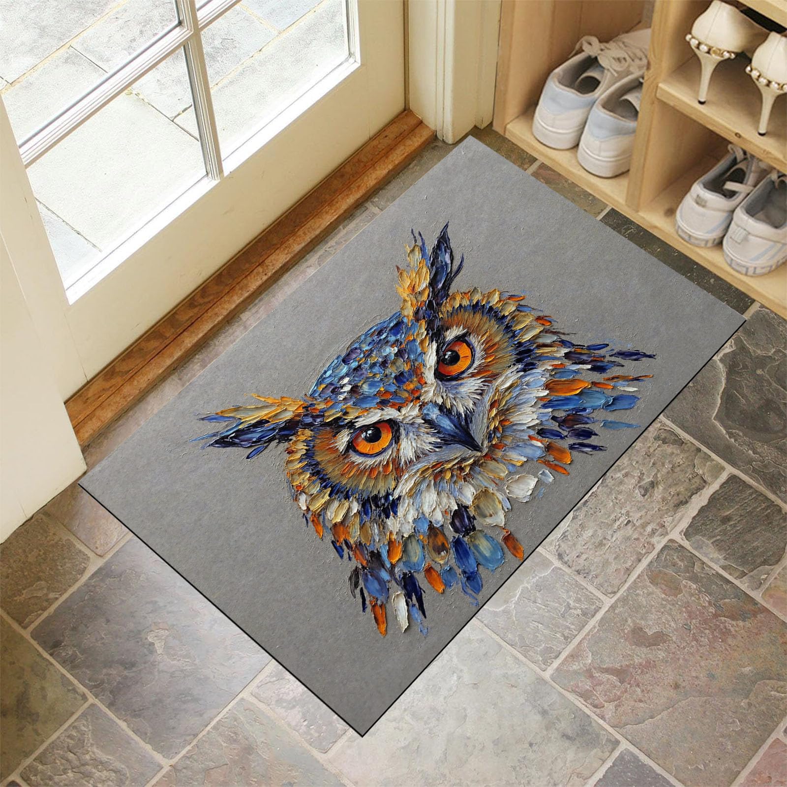 Tapis de Sol Antidérapant Hibou pour Embellir l'Entrée et le Couloir