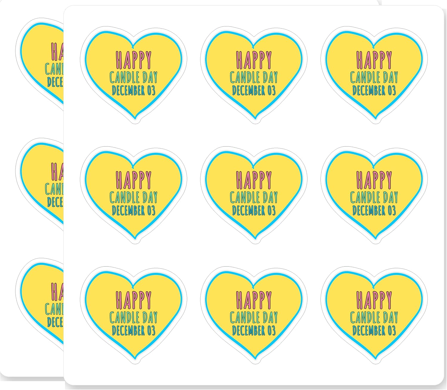 Candle Day Scrapbook Stickers 18 Pack 2 Inch Waterproof Vinyl
