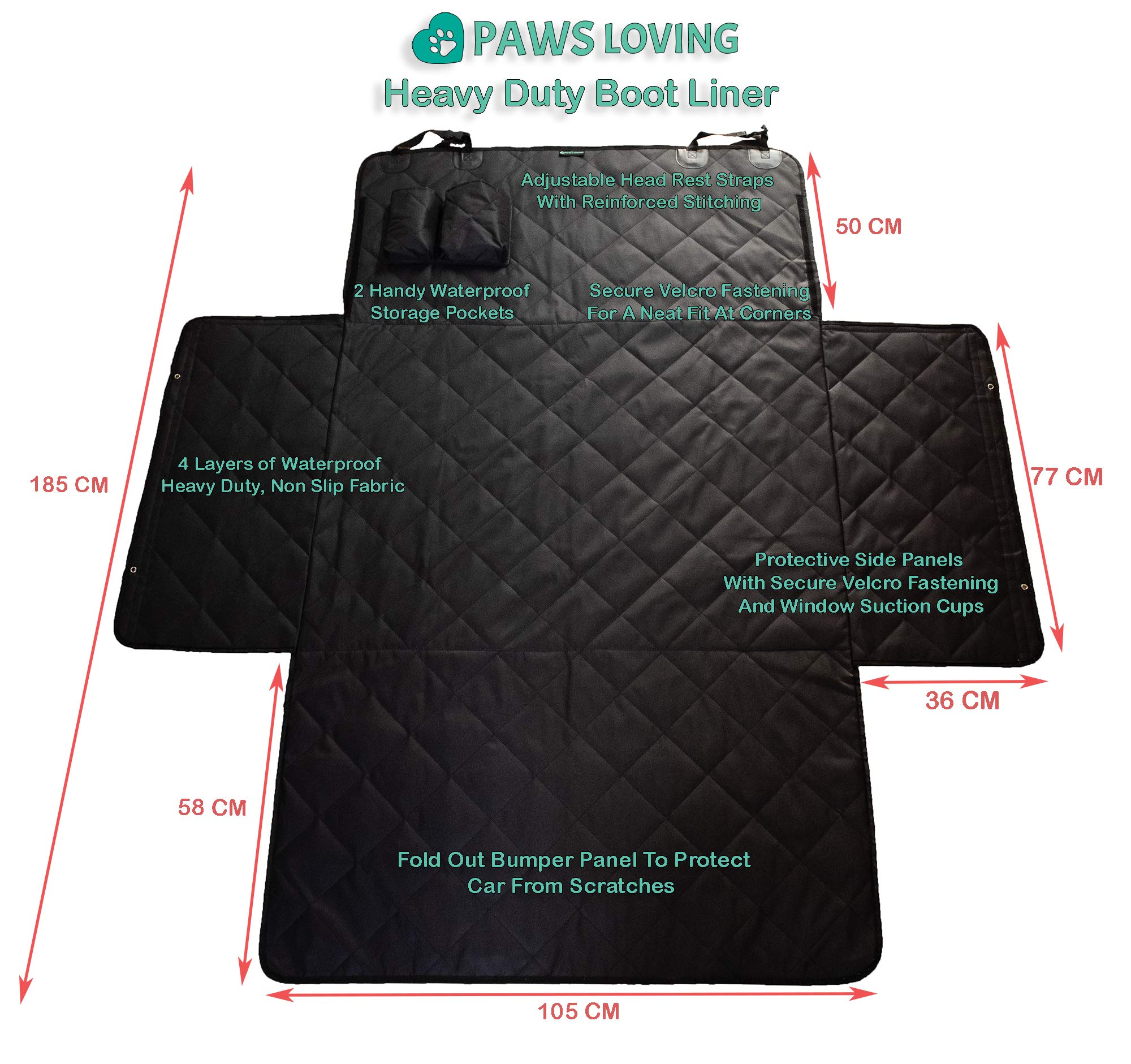 Protector Maletero de Coche para Perros con protección de Parachoques - Funda Resistente con 4 Capas - Cubre Maletero Impermeable y Antideslizante - Ajuste Universal para Maletero Hatchback o SUV