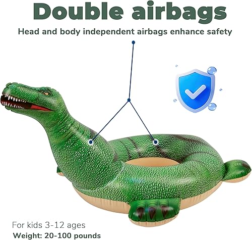 Miniatura 9 de Flotadores inflables realistas de dinosaurio para niños, anillo de piscina, juguetes de piscina para niños pequeños de 3 a 12 años