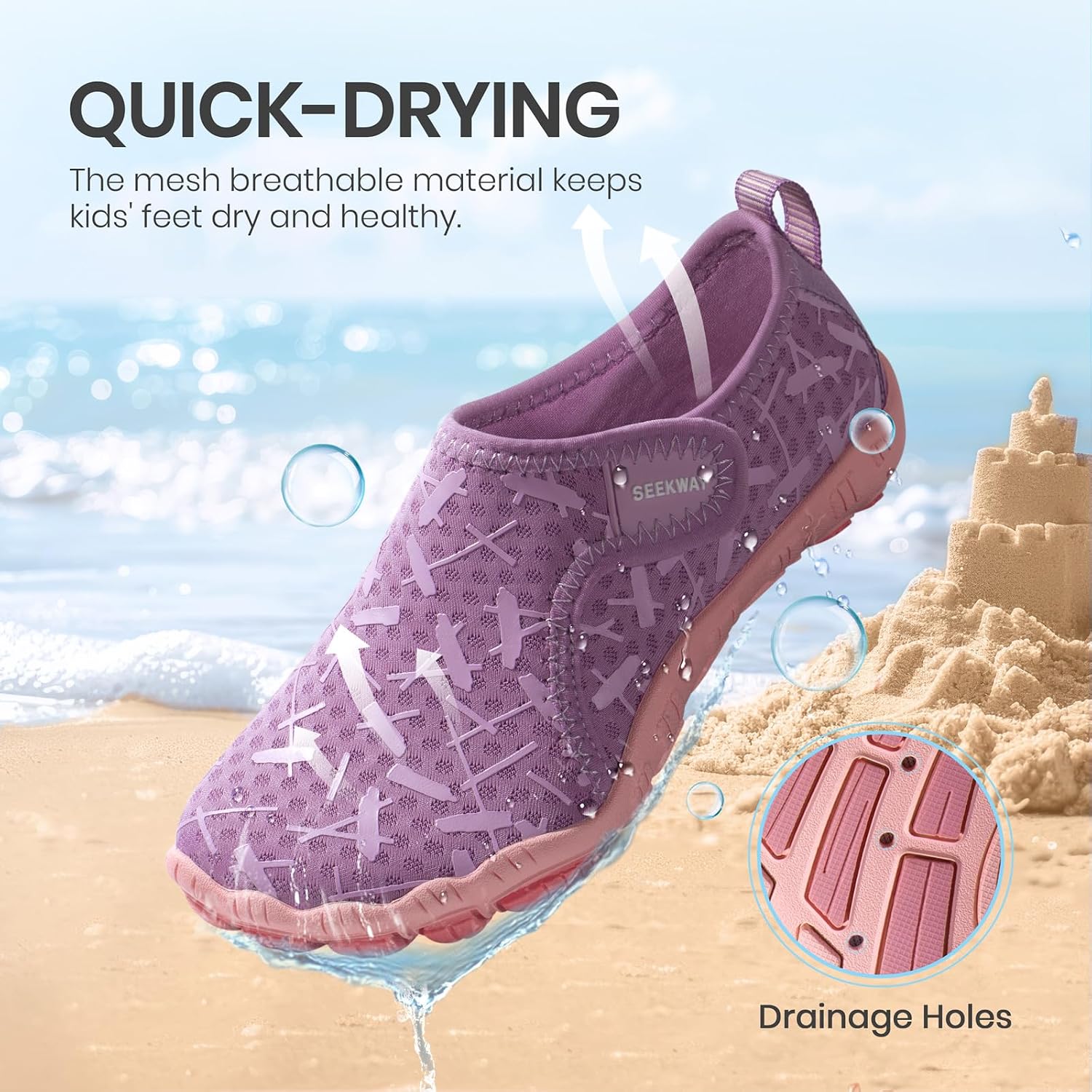 SEEKWAY Barefoot Water Shoes for Kids - Wide Toe Box and Quick-Dry Sand Shoes Toddler for Hiking Swim Beach Pool Kayak Sport Accessories, Camping Essentials Non-Slip for Boys Girls Sizes thumbnail