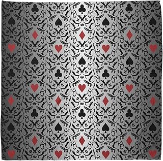 Lunarable Unisex Bandana, Poker Tournament Hearts and Spade, Grey Black